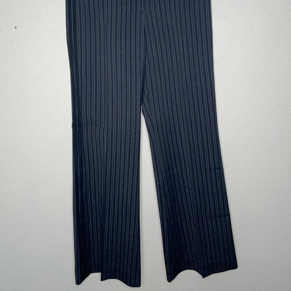 BCBGMAXAZRIA Wool Stripe Pants Womens 4 Black Gray Black Ribbon Detail Flare Leg - Picture 5 of 11